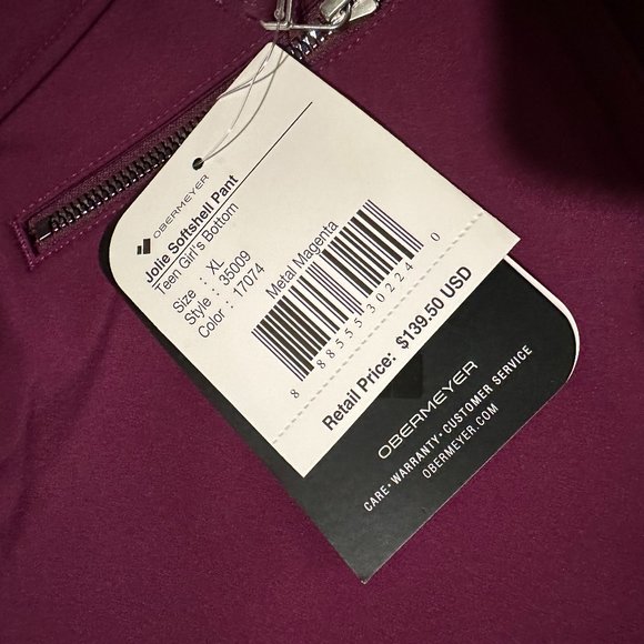 ⛷️⛷️ NWT Obermeyer Jolie Softshell Pant :: MAGENTA :: GIRLS XL :: SIZE S ⛷️⛷️ - Picture 4 of 9